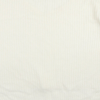 Be You Womens Ivory V-Neck Acrylic Pullover Jumper Size 8