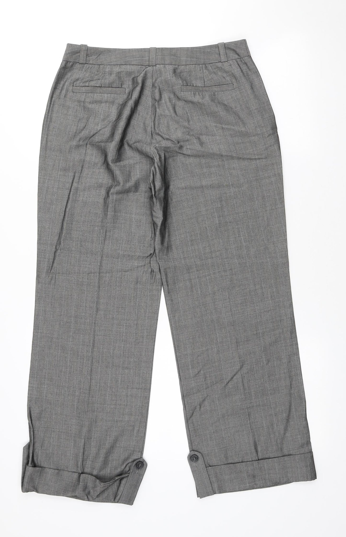 NEXT Womens Grey Viscose Trousers Size 8 L24 in Regular Zip