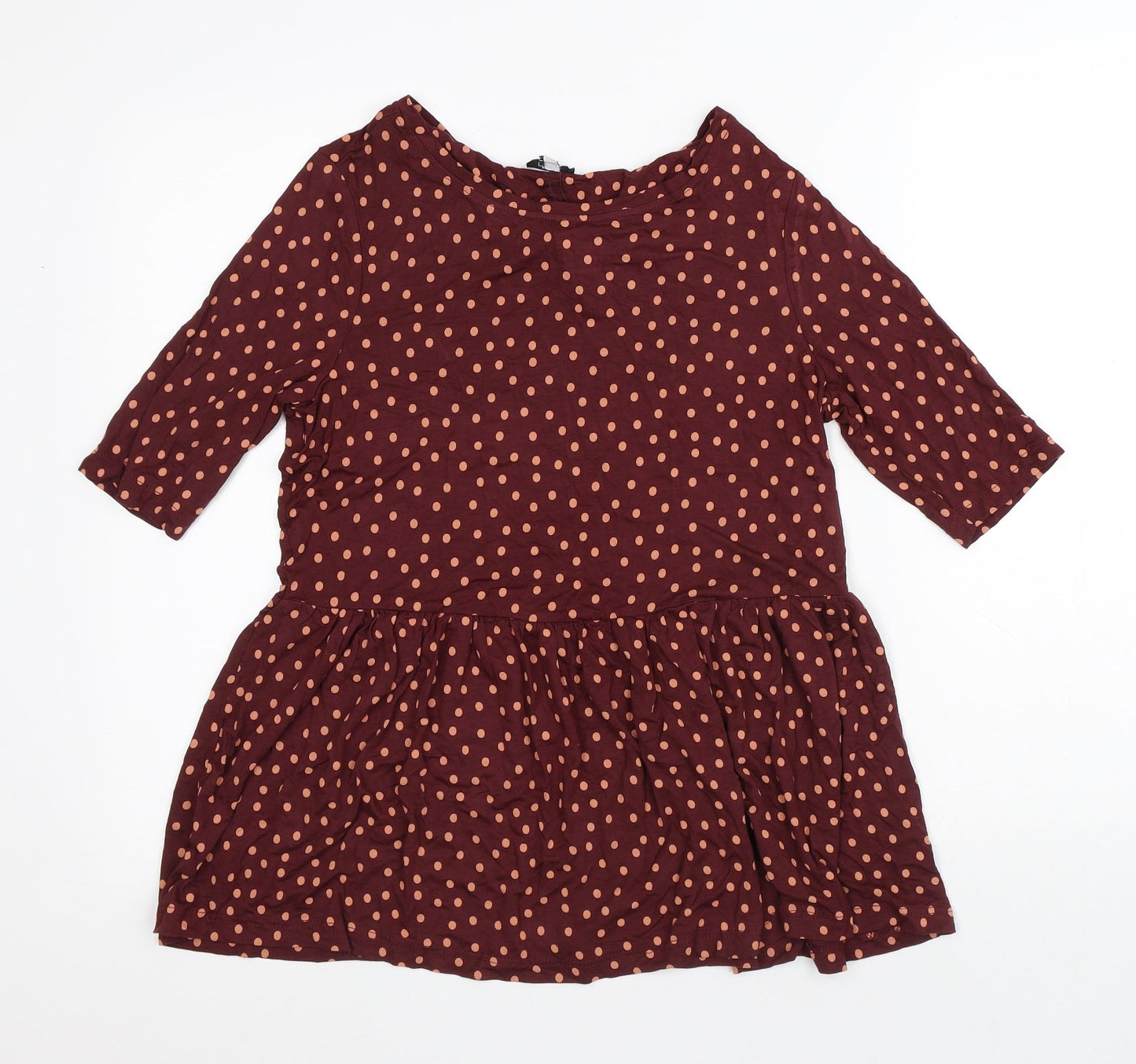 NEXT Womens Red Polka Dot Viscose Basic Blouse Size 8 Round Neck