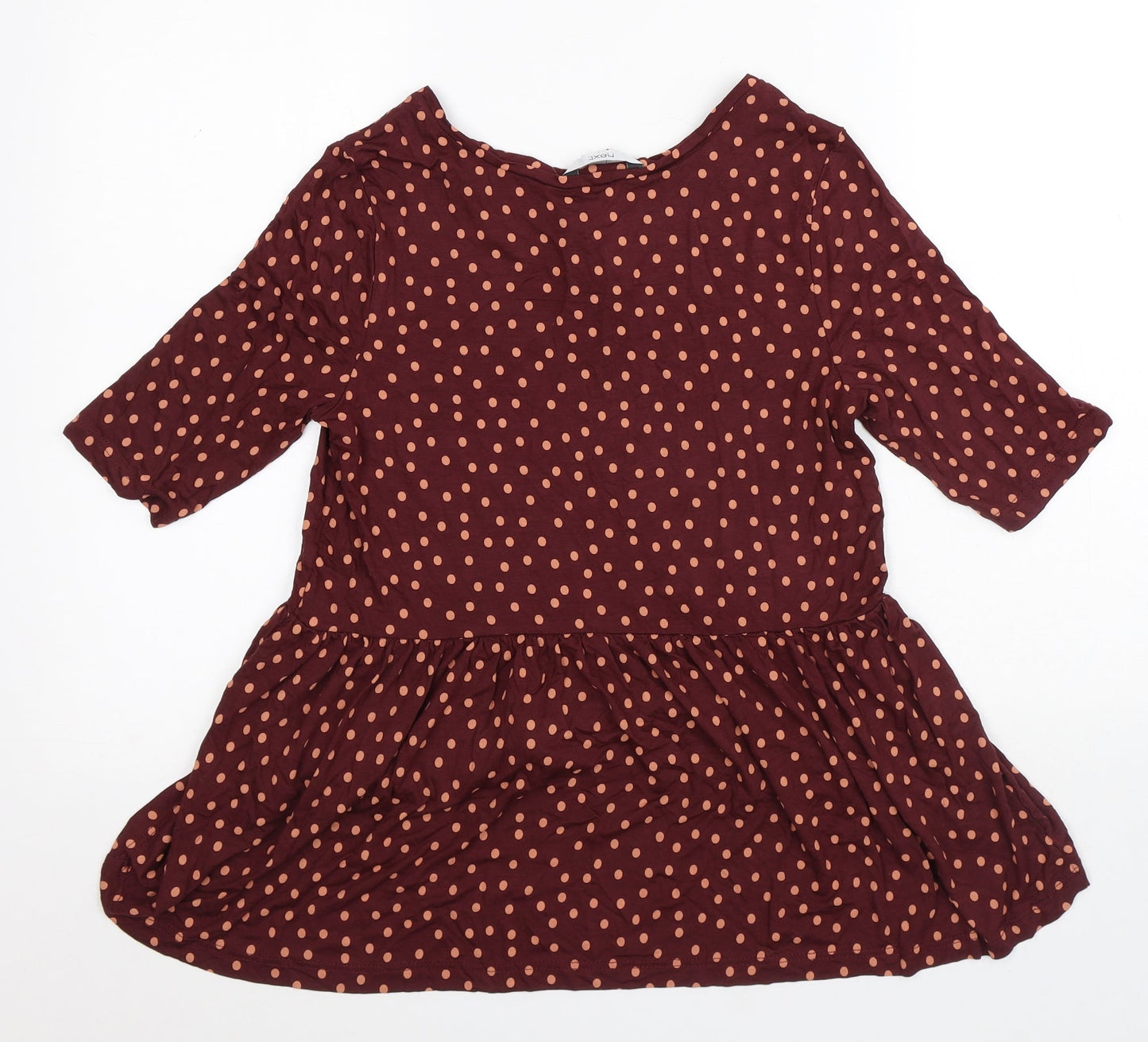 NEXT Womens Red Polka Dot Viscose Basic Blouse Size 8 Round Neck