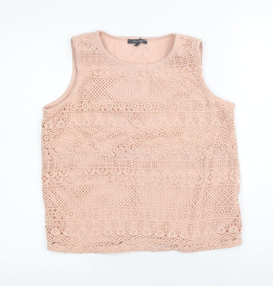 Intuition Womens Pink Floral Cotton Basic Tank Size 14 Round Neck