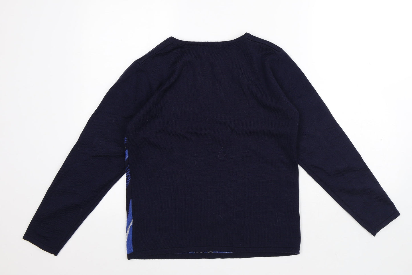 Casamia Womens Black Round Neck Striped Acrylic Pullover Jumper Size S