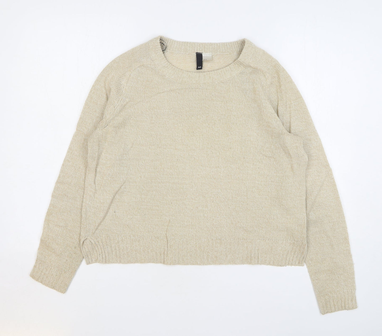 H&M Womens Beige Round Neck Acrylic Pullover Jumper Size M