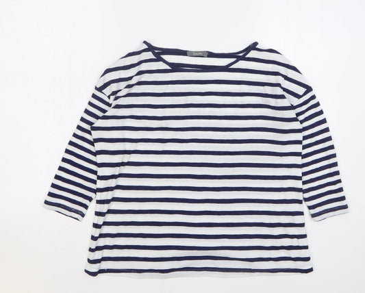 South Womens Blue Striped Polyester Basic T-Shirt Size 10 Round Neck