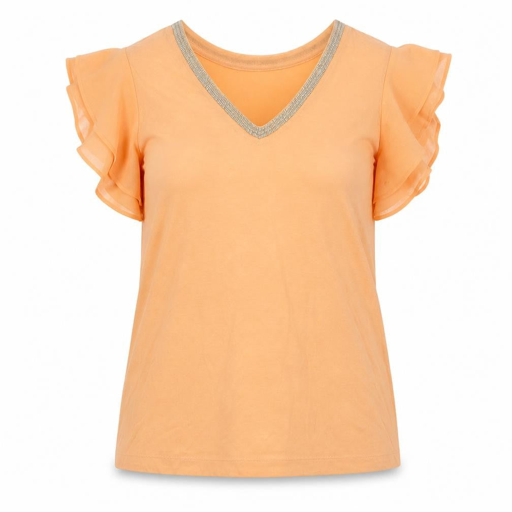 NEXT Womens Orange Polyester Basic T-Shirt Size 8 Collared