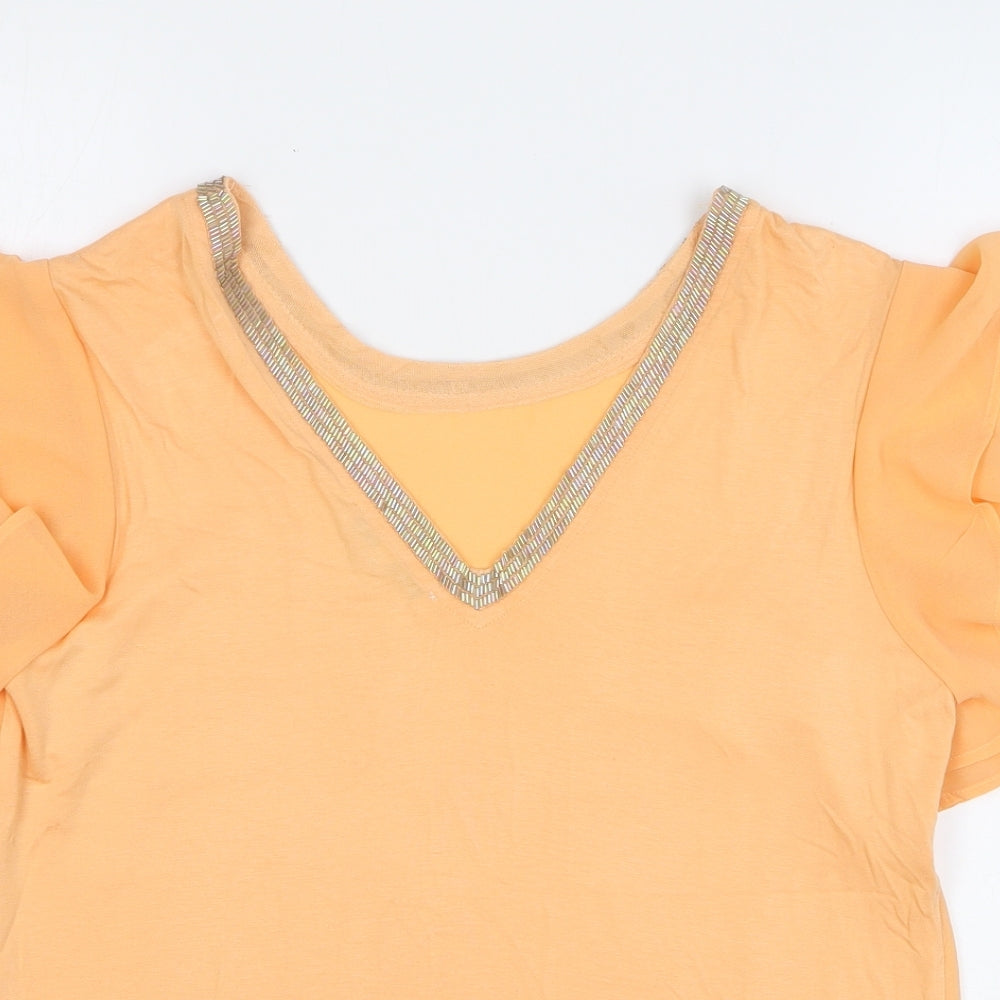 NEXT Womens Orange Polyester Basic T-Shirt Size 8 Collared