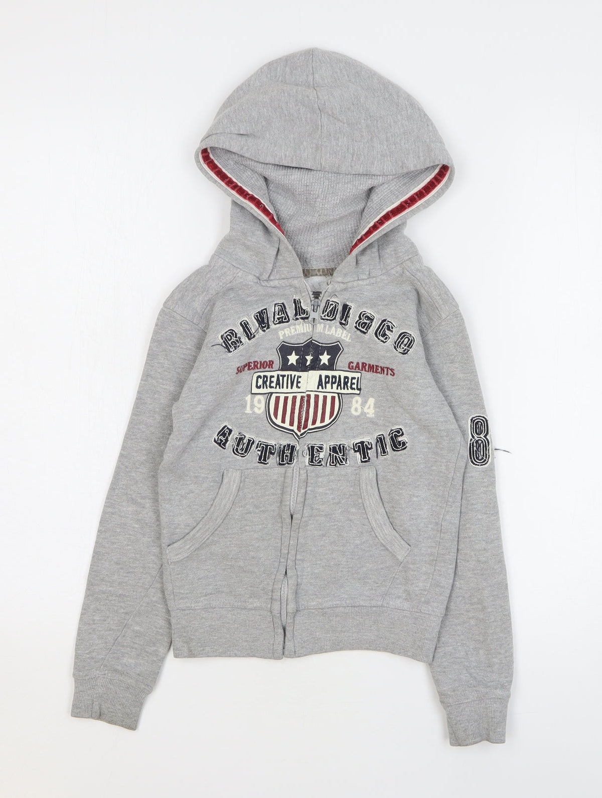 Rivaldi Boys Grey Cotton Full Zip Hoodie Size 6 Years Zip