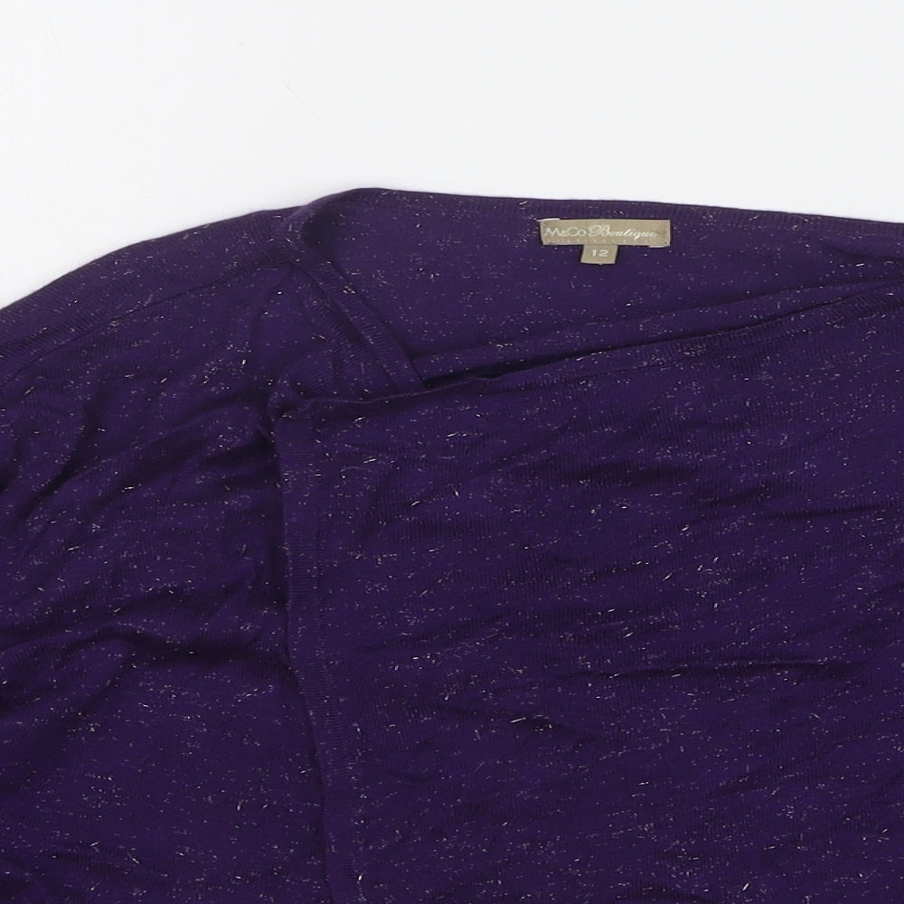 M&Co Womens Purple Round Neck Viscose Cardigan Jumper Size 12