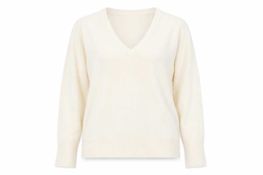 Debenhams Womens White V-Neck Acrylic Pullover Jumper Size 12