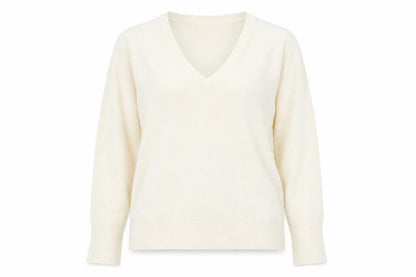 Debenhams Womens White V-Neck Acrylic Pullover Jumper Size 12