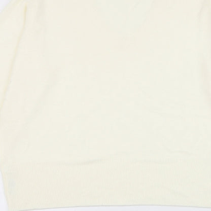 Debenhams Womens White V-Neck Acrylic Pullover Jumper Size 12