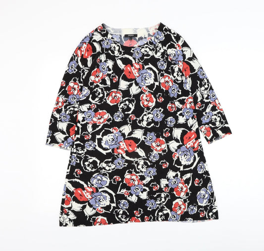 Papaya Womens Black Round Neck Floral Acrylic Pullover Jumper Size 12