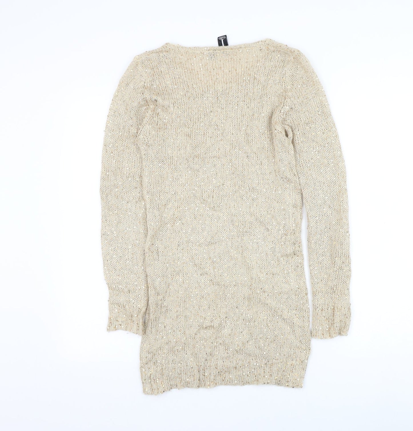 Izabel London Womens Gold Round Neck Acrylic Pullover Jumper Size 8