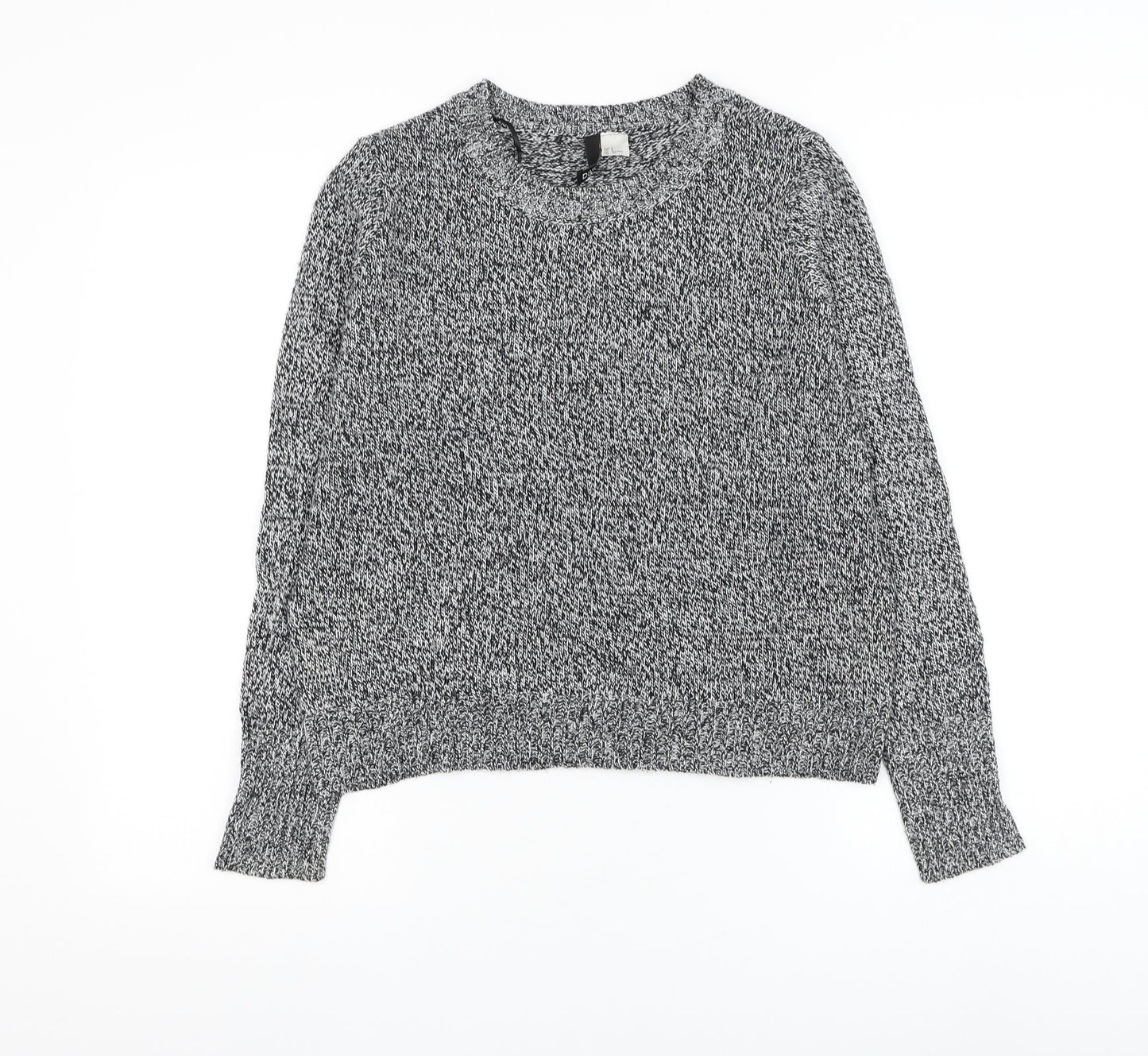 H&M Womens Grey Round Neck Acrylic Pullover Jumper Size S