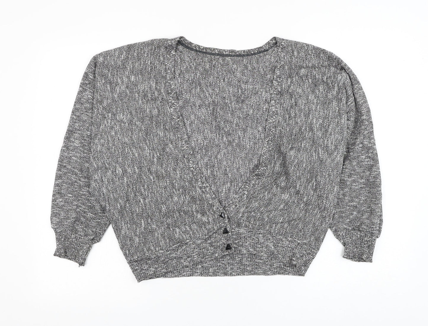 Preworn Womens Grey V-Neck Polyester Cardigan Jumper Size L