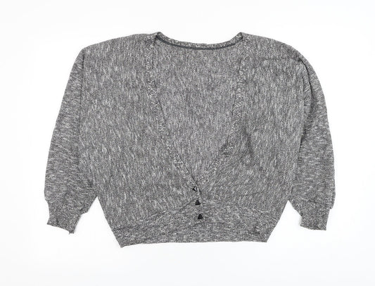 Preworn Womens Grey V-Neck Polyester Cardigan Jumper Size L
