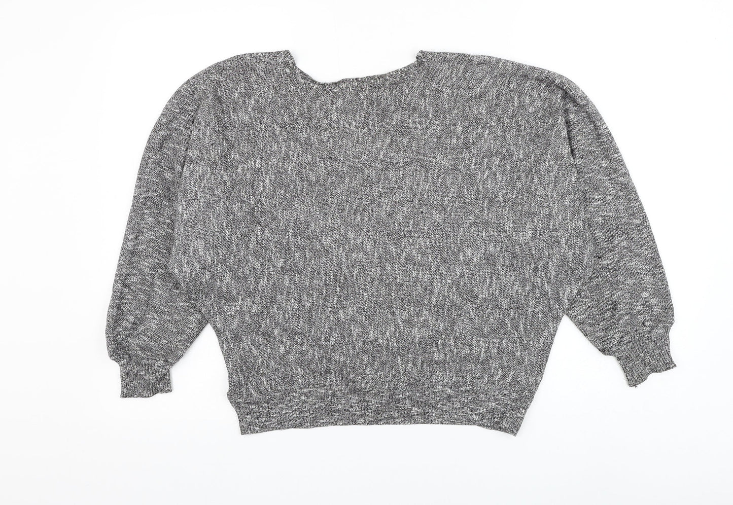 Preworn Womens Grey V-Neck Polyester Cardigan Jumper Size L