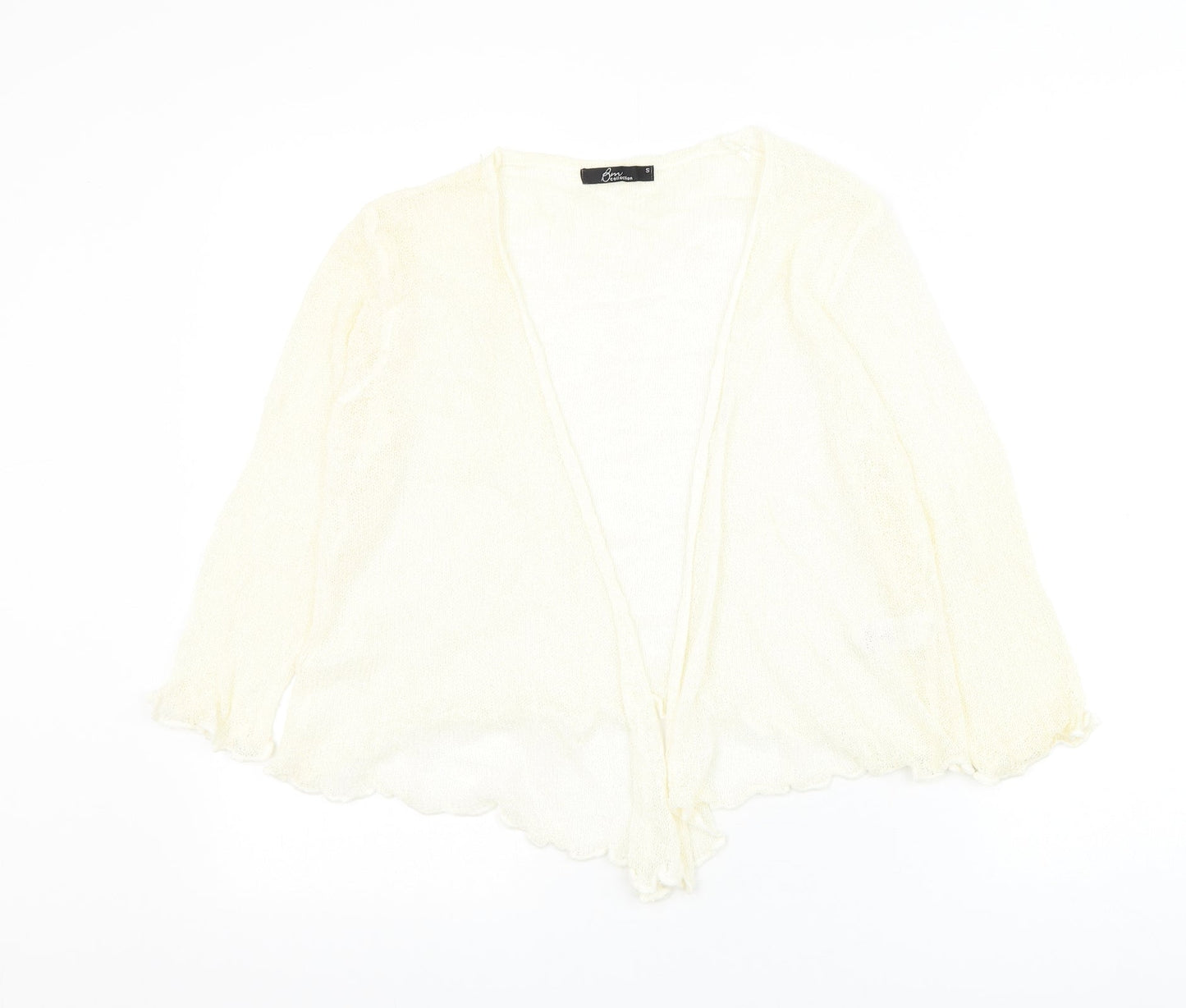 Bonmarché Womens Ivory V-Neck Acrylic Cardigan Jumper Size S