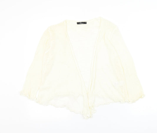 Bonmarché Womens Ivory V-Neck Acrylic Cardigan Jumper Size S