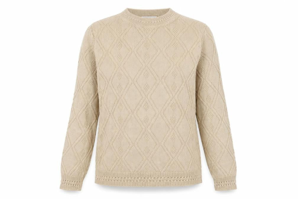 Beaumonde Womens Brown Round Neck Argyle/Diamond Acrylic Pullover Jumper Size 14