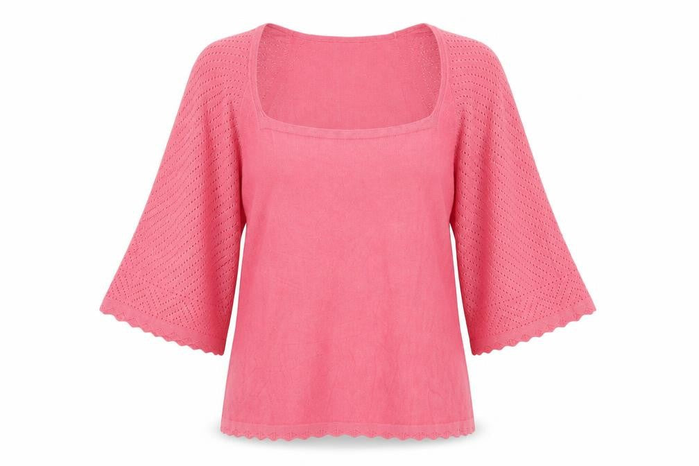 NEXT Womens Pink Square Neck Viscose Pullover Jumper Size 10