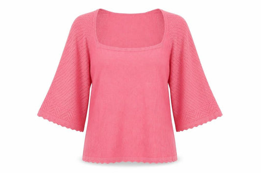 Next Womens Pink Square Neck Viscose Pullover Jumper Size 10