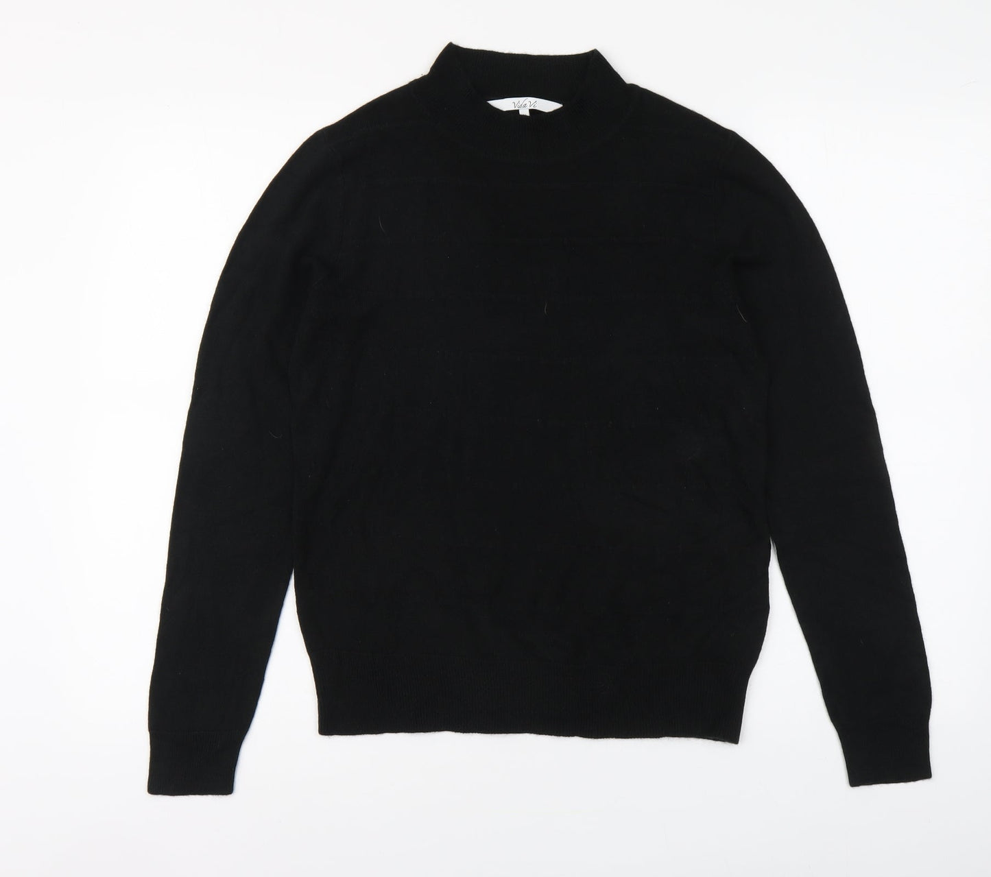 Vida Vi Womens Black High Neck Acrylic Pullover Jumper Size M