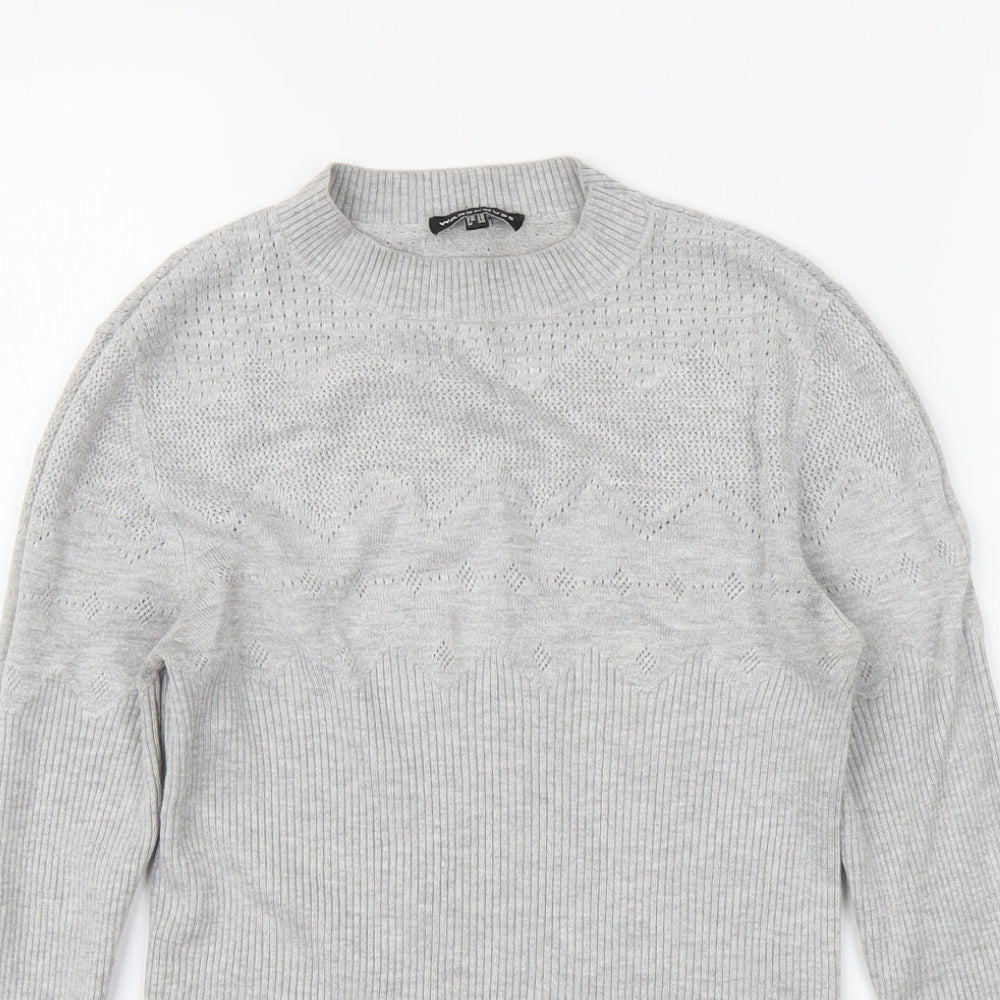 Warehouse Womens Grey High Neck Viscose Pullover Jumper Size 10