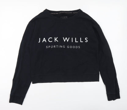 Jack Wills Womens Black Polyester Pullover Sweatshirt Size 6 Pullover