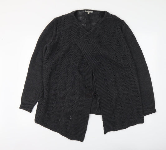 Per Una Womens Grey V-Neck Acrylic Cardigan Jumper Size M