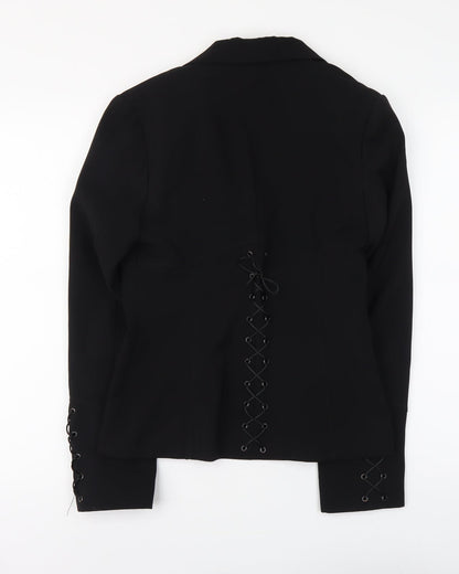 Bay Womens Black Polyester Jacket Suit Jacket Size 10