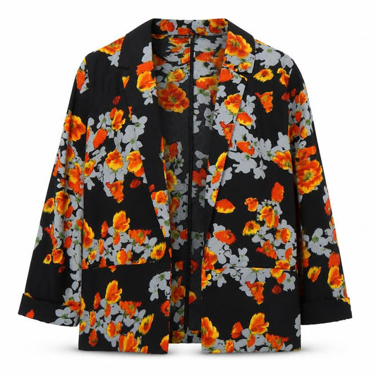 Atmosphere Womens Black Floral Polyester Basic Blouse Size 10 V-Neck