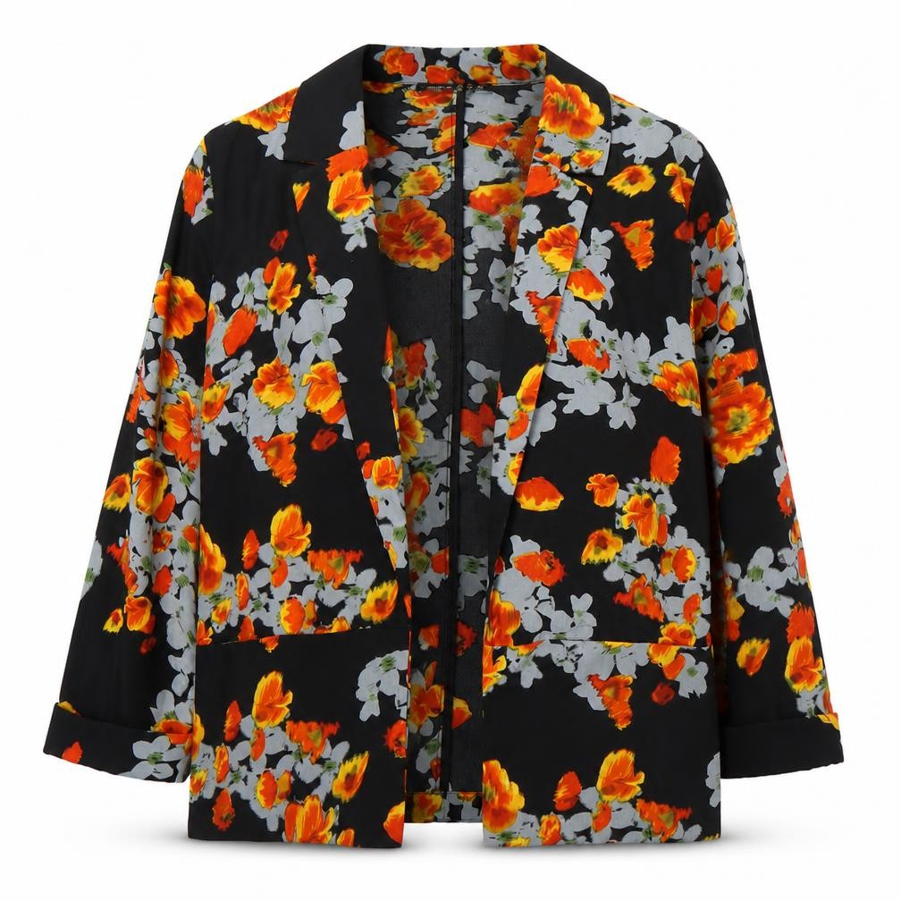 Atmosphere Womens Black Floral Polyester Basic Blouse Size 10 V-Neck