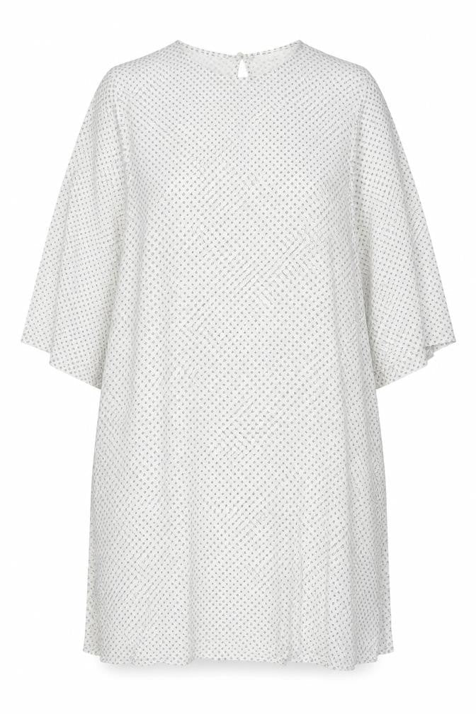 H&M Womens White Polka Dot Polyester A-Line Size M Round Neck Pullover