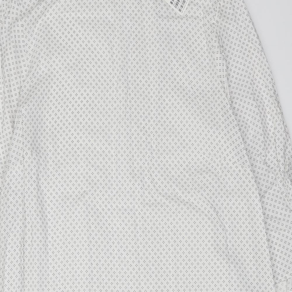 H&M Womens White Polka Dot Polyester A-Line Size M Round Neck Pullover