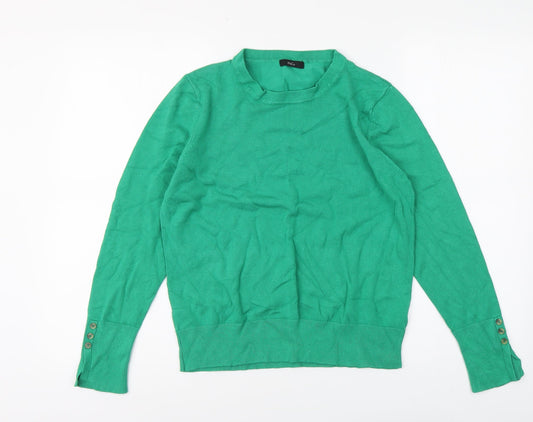 M&Co Womens Green Round Neck Viscose Pullover Jumper Size 14