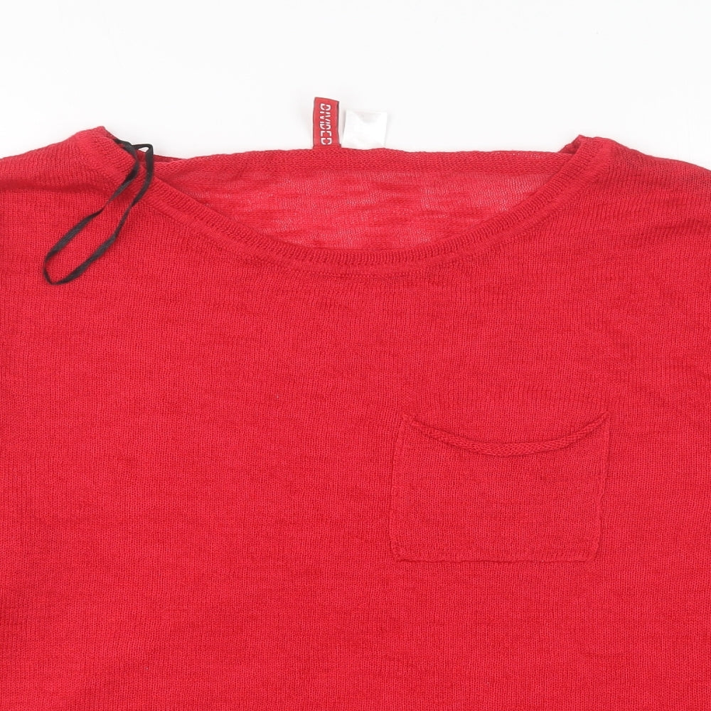 H&M Womens Red Round Neck Polyester Pullover Jumper Size M