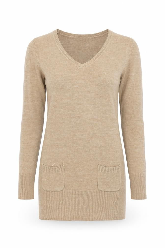 South Womens Brown V-Neck Acrylic Pullover Jumper Size 10