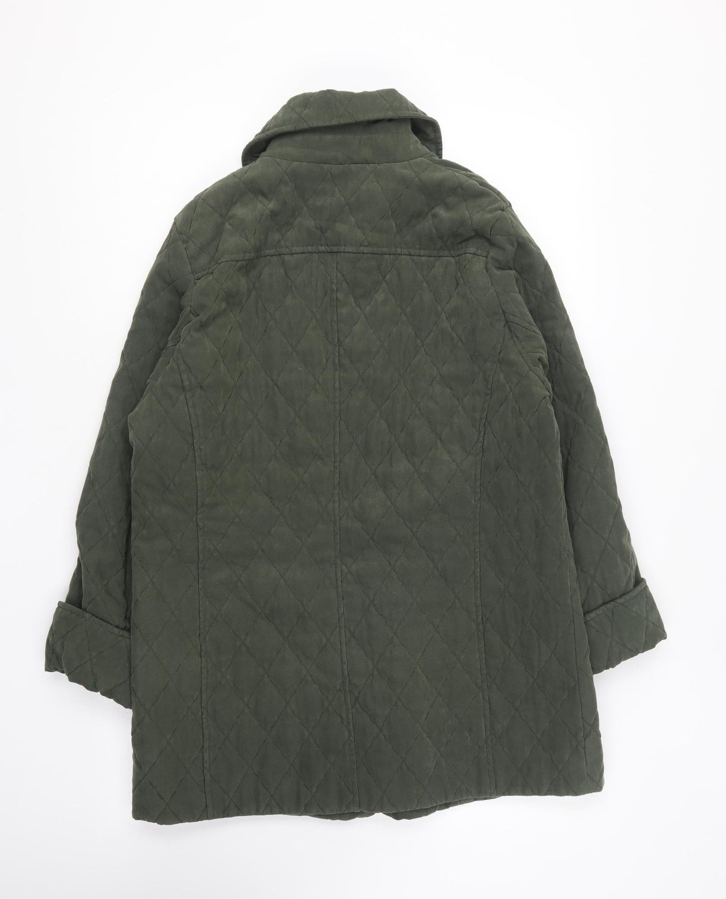 Preworn Womens Green Quilted Coat Size 10 Button
