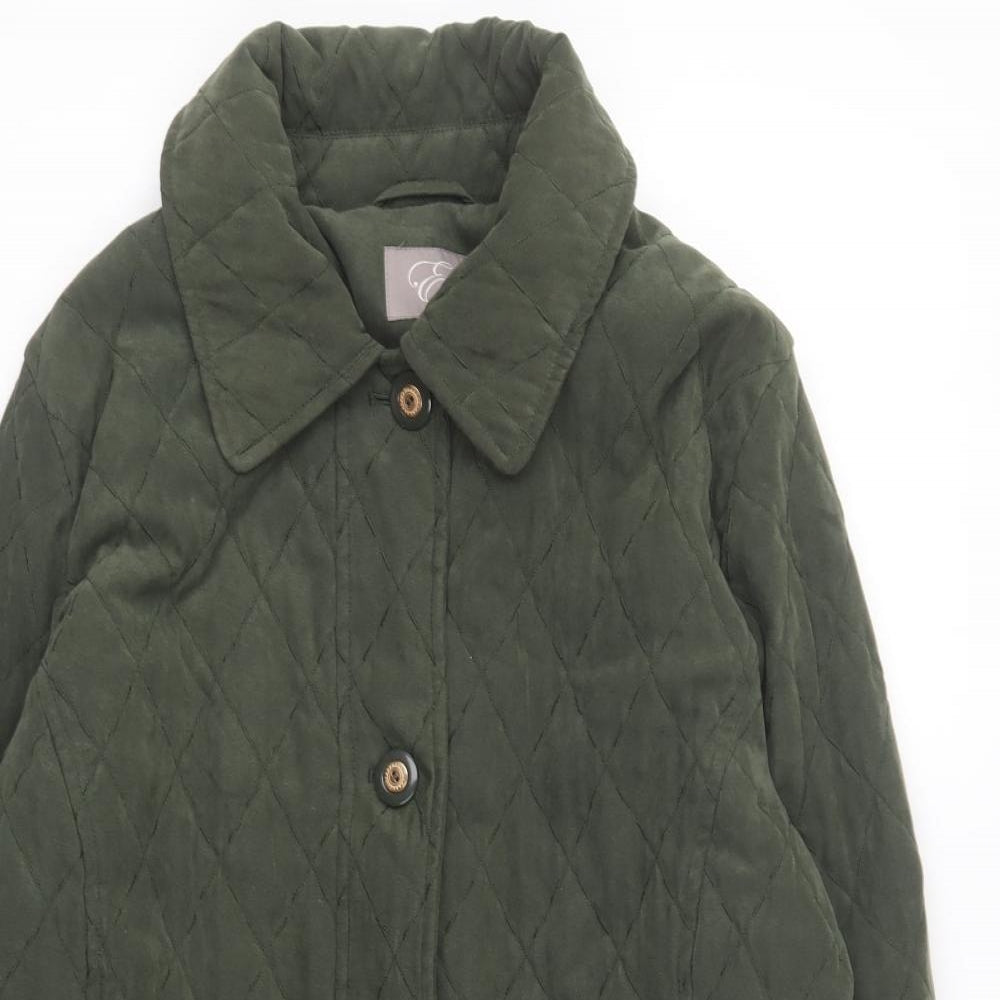 Preworn Womens Green Quilted Coat Size 10 Button