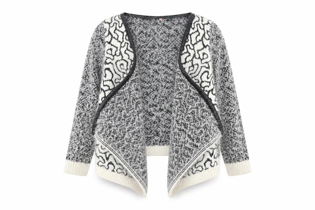 Sweewe Womens Black V-Neck Geometric Polyester Cape Jumper Size M