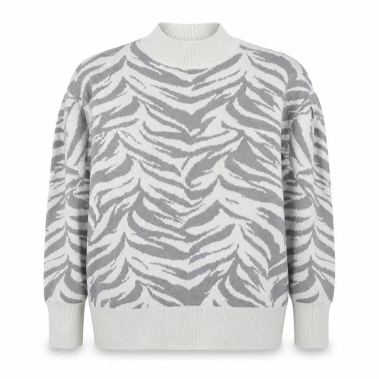 Principles Womens Grey High Neck Animal Print Acrylic Pullover Jumper Size 12 - Zebra Print