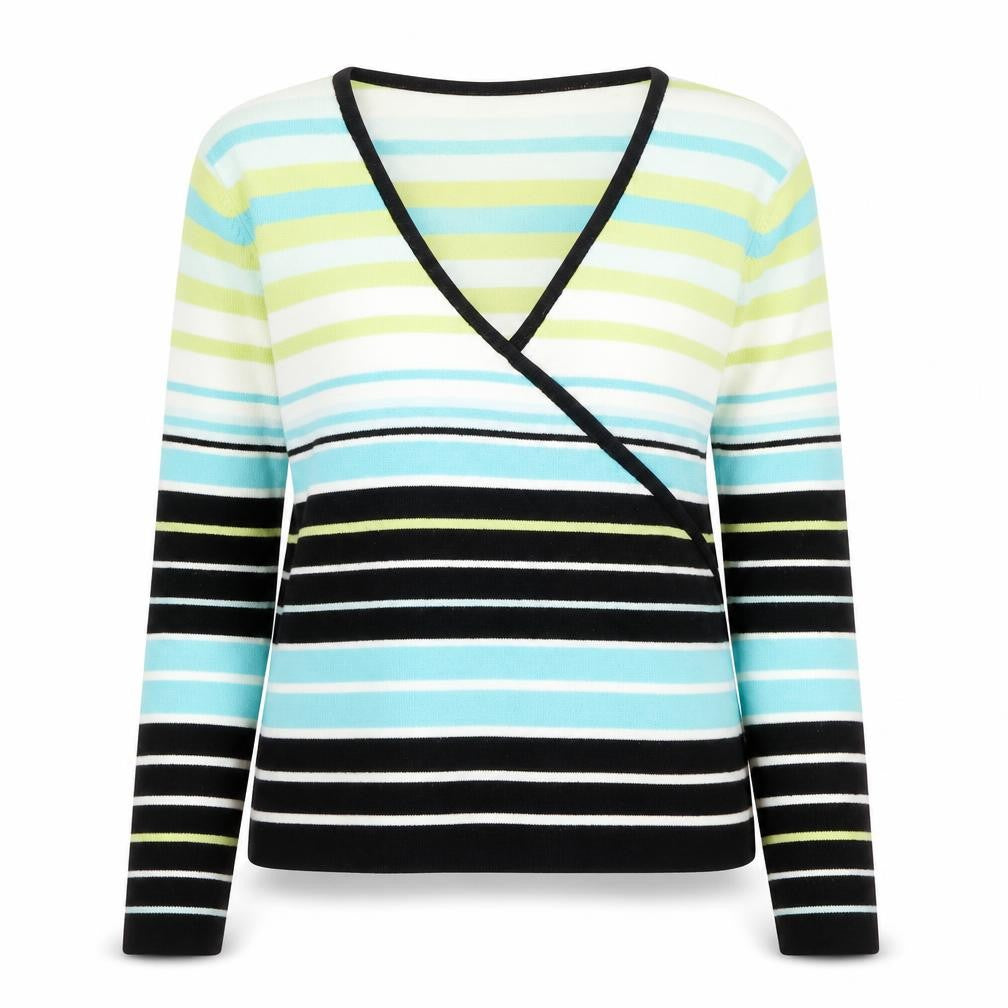Wallis Womens Multicoloured V-Neck Striped Acrylic Pullover Jumper Size 12