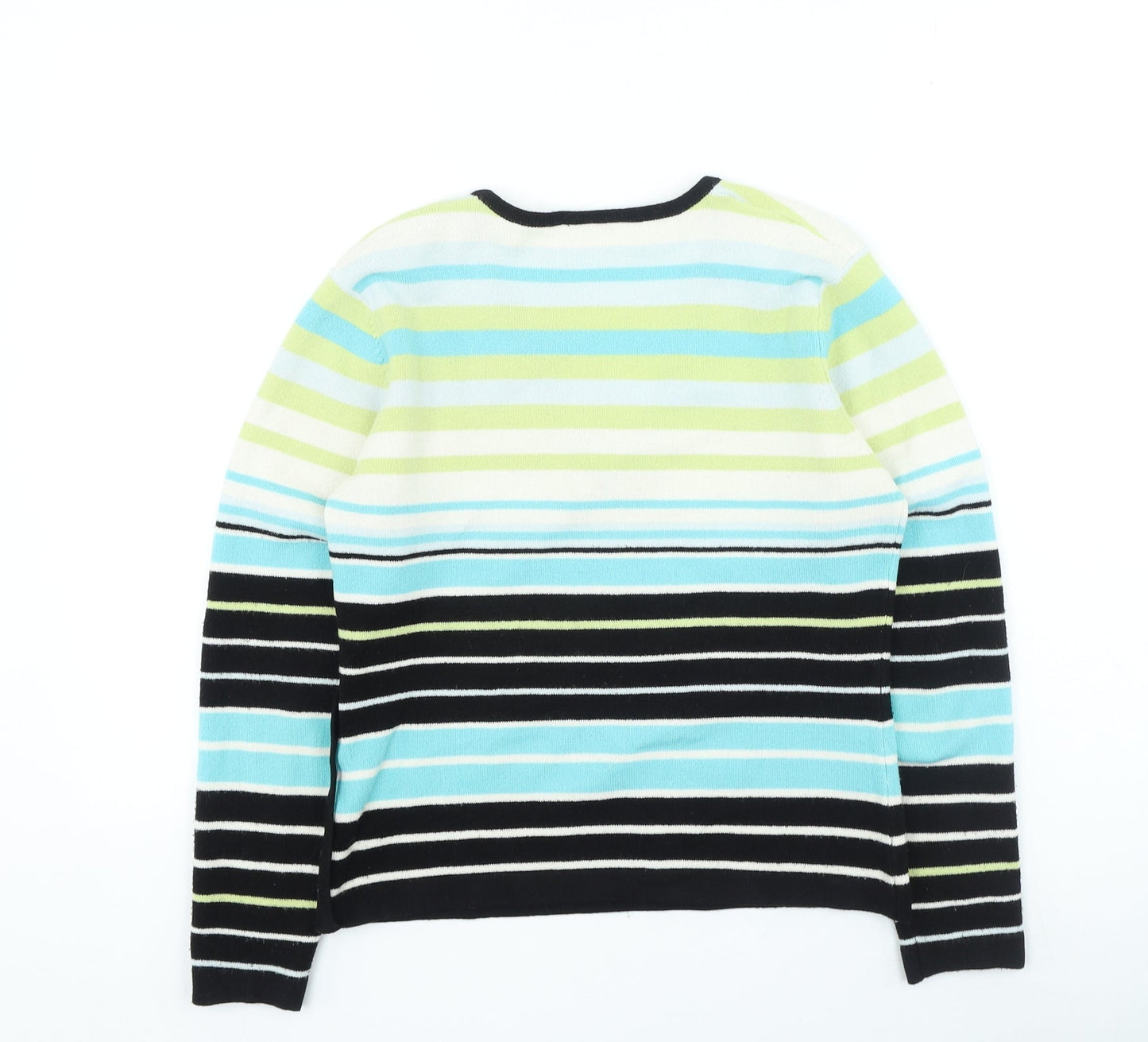 Wallis Womens Multicoloured V-Neck Striped Acrylic Pullover Jumper Size 12