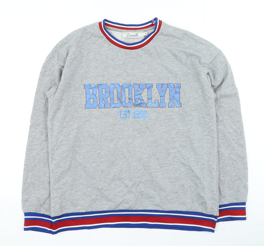 cervello Womens Grey Cotton Pullover Sweatshirt Size 12 Pullover - Brooklyn