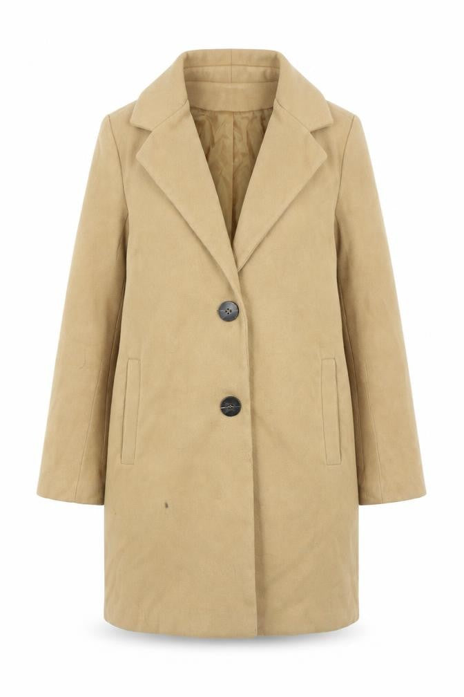 Boohoo Womens Brown Overcoat Coat Size 8 Button