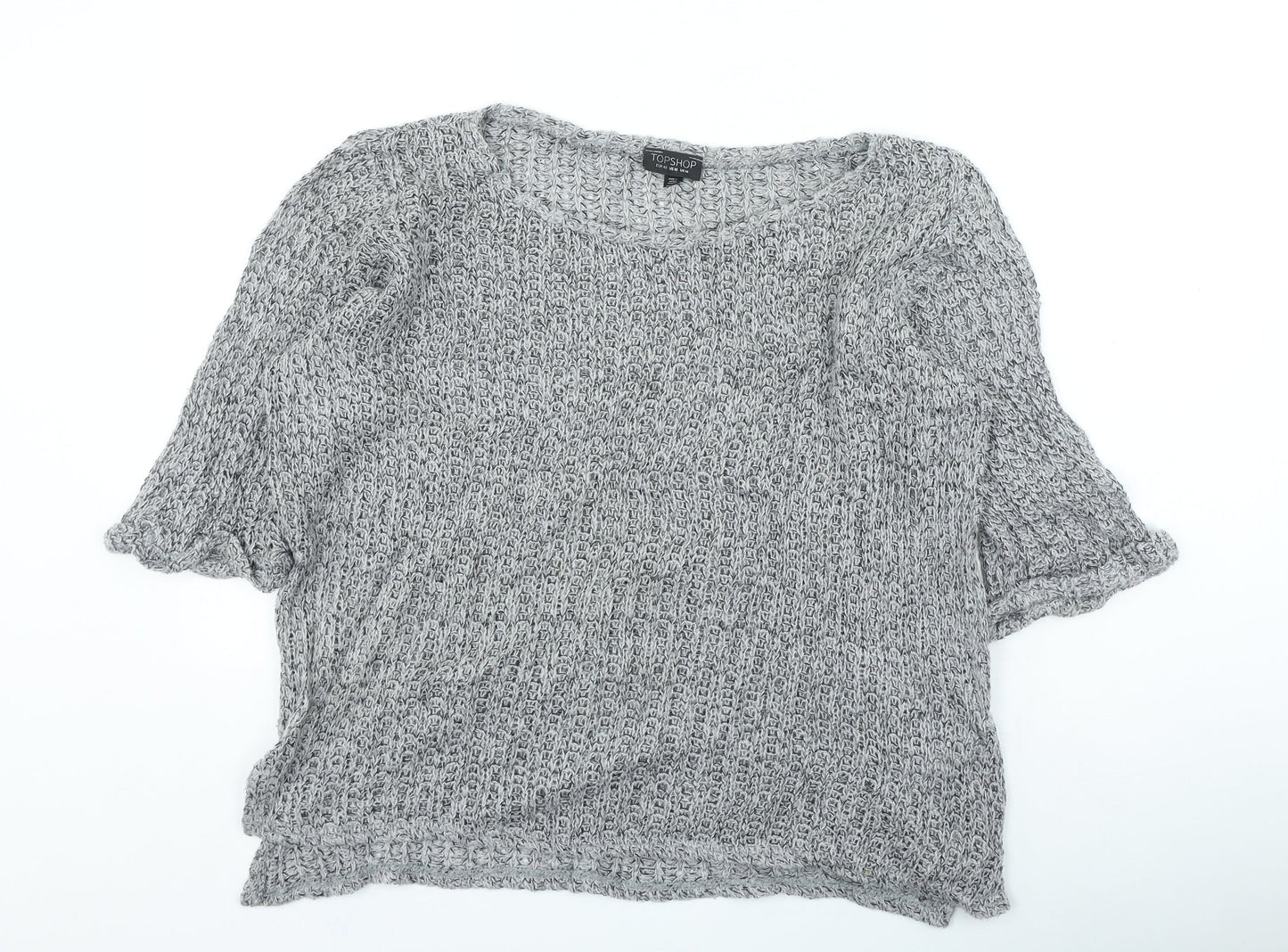 Topshop Womens Grey Round Neck Acrylic Pullover Jumper Size 14