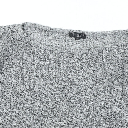 Topshop Womens Grey Round Neck Acrylic Pullover Jumper Size 14