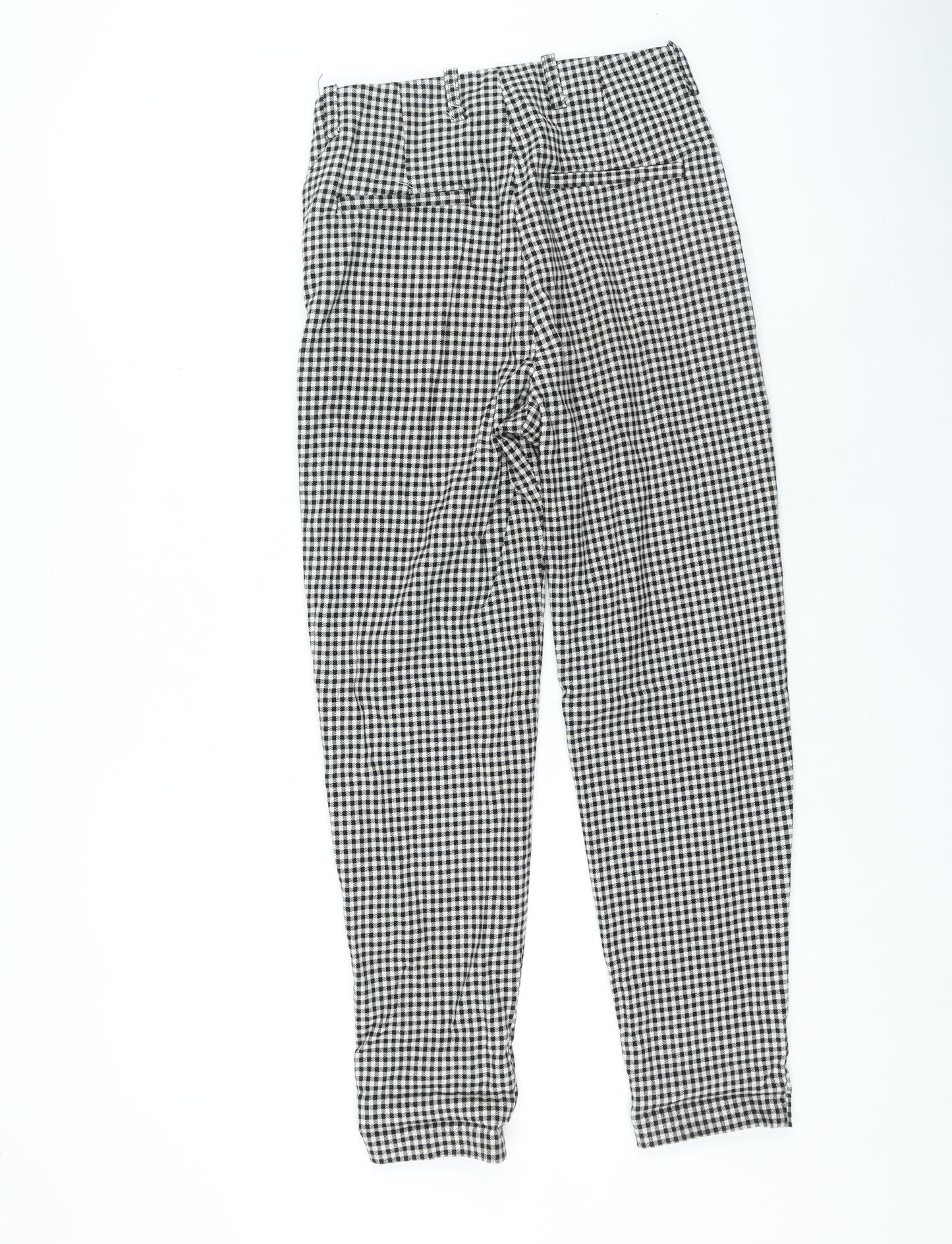 Pull&Bear Womens White Plaid Polyester Trousers Size 26 in L25 in Regular Zip