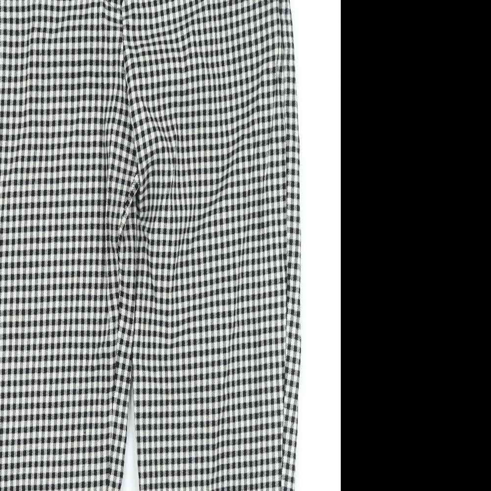 Pull&Bear Womens White Plaid Polyester Trousers Size 26 in L25 in Regular Zip